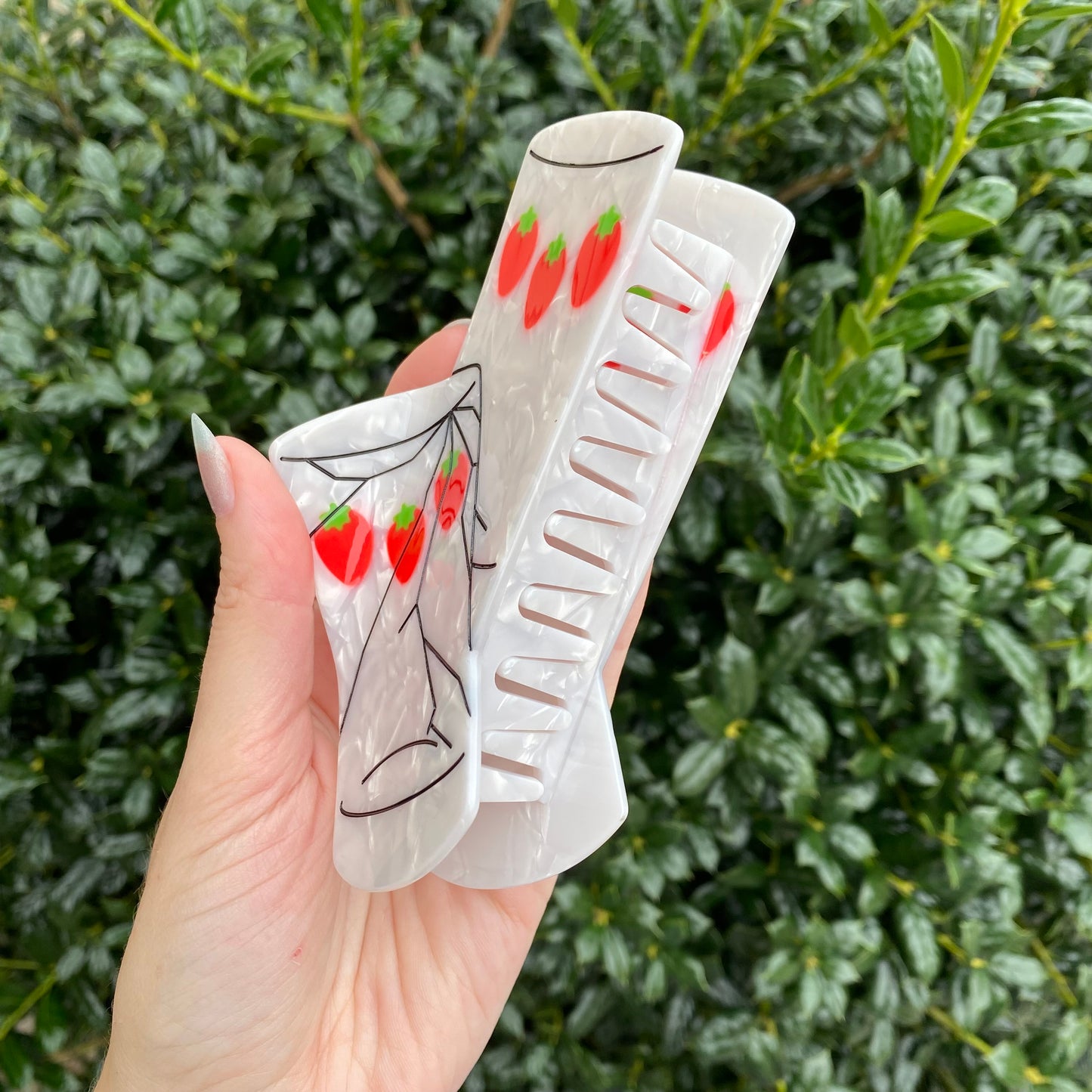 Cracked Matching Strawberry Cups Nana Inspired Claw Clip