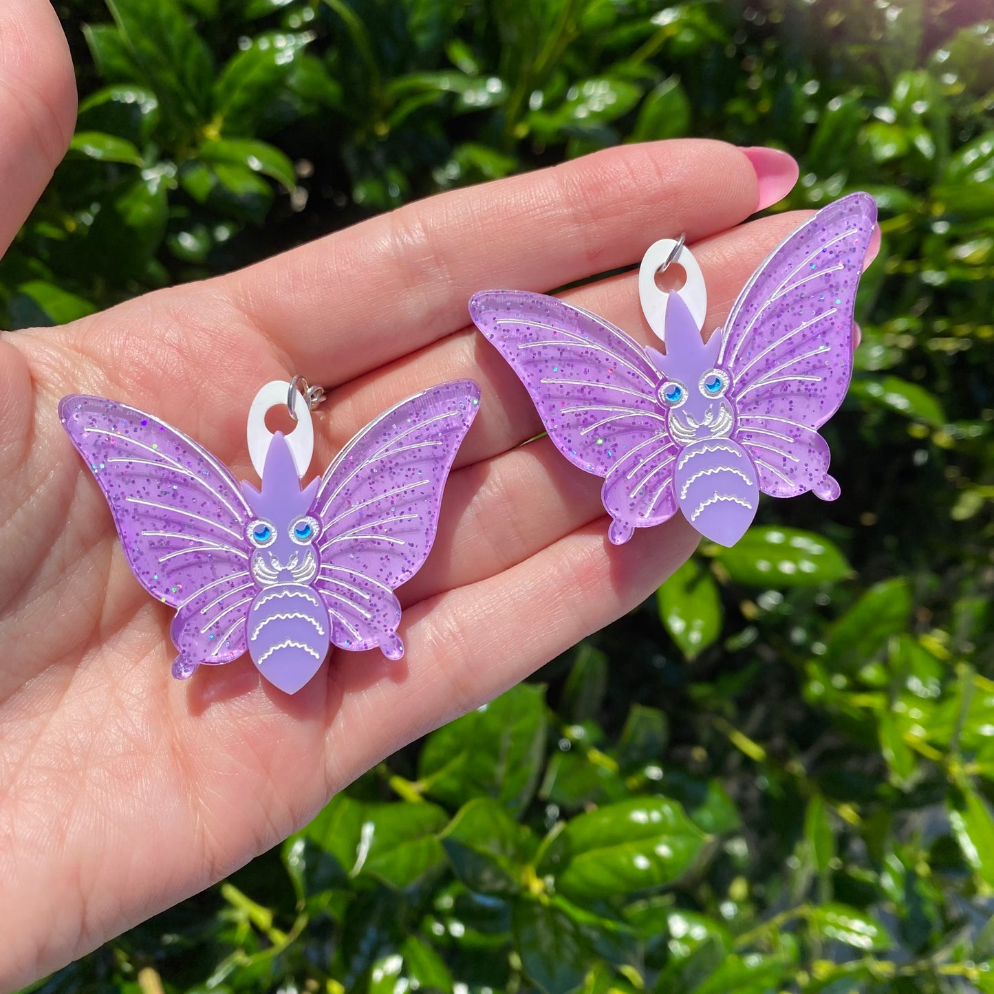 Venomoth Glitter Wings Acrylic Earrings