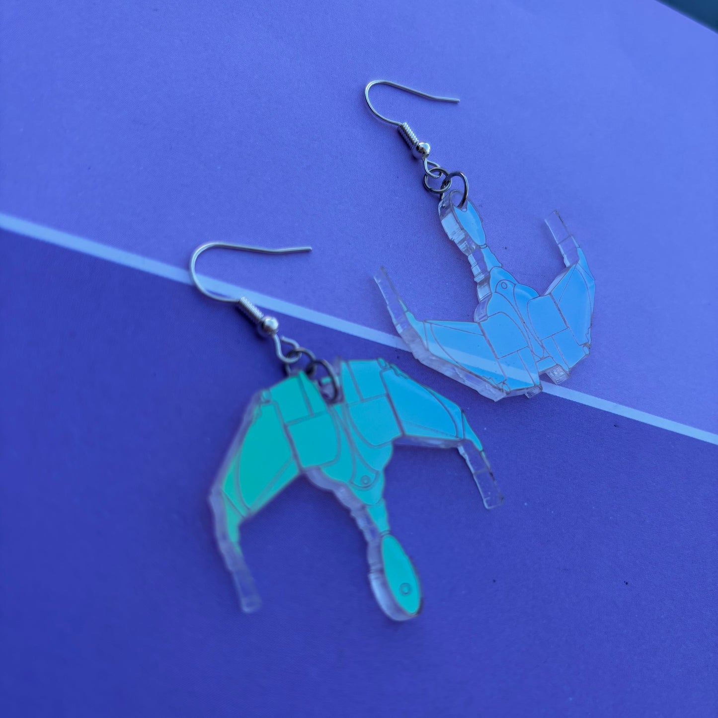 Cloaked Bird of Prey Klingon Ship Iridescent Acrylic Earrings