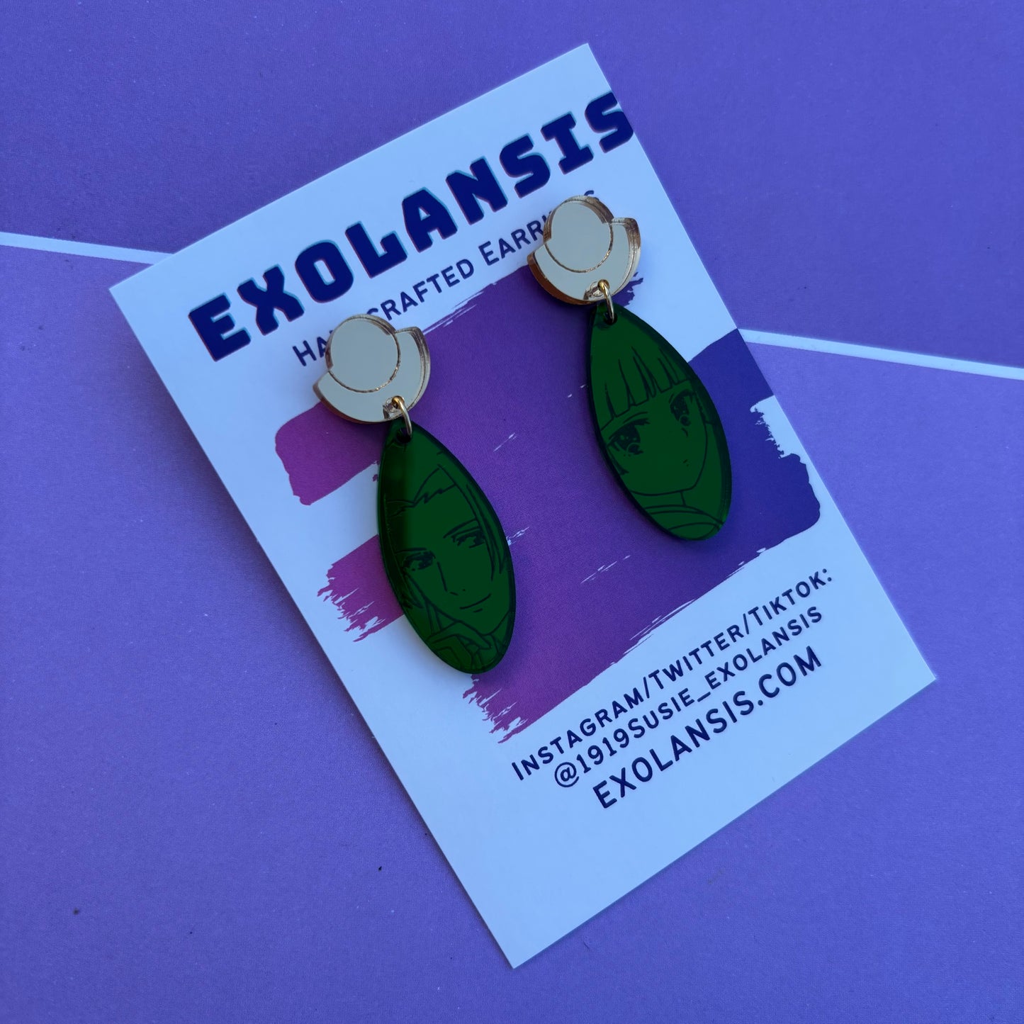 Apothecary Maomao Emerald Acrylic Earrings