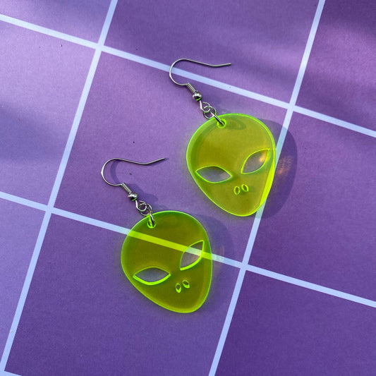 Neon Alien Acrylic Earrings
