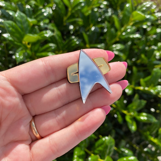 VOY Mirror Acrylic Badge Pin