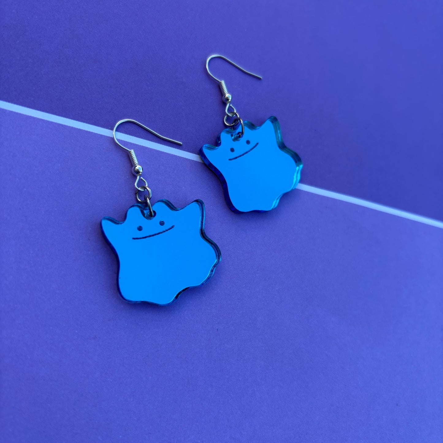 Ditto SHINY Mirror Blue Acrylic Earrings