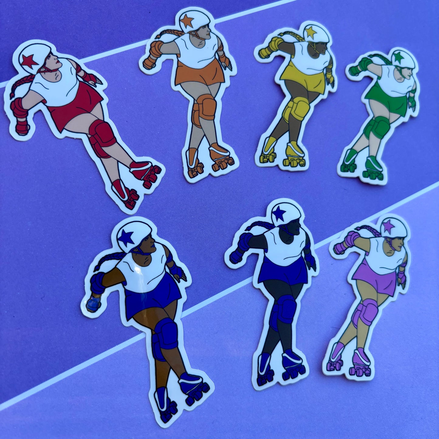 Roller Derby Jammer Rainbow 3” Vinyl Stickers