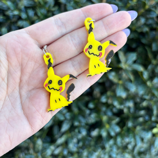 Mimikyu Yellow Acrylic Earrings