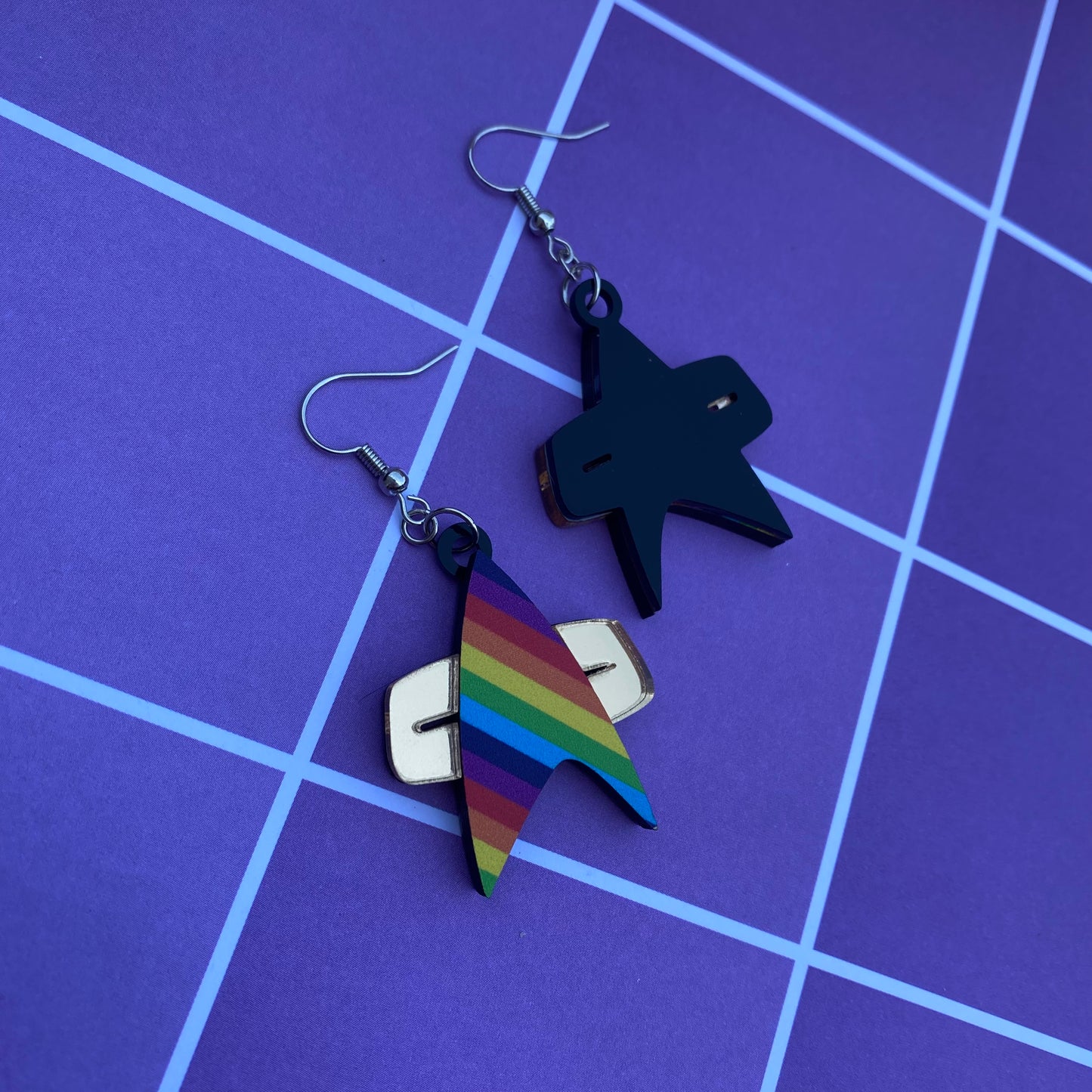 DS9/VOY Rainbow Commbadge Earrings