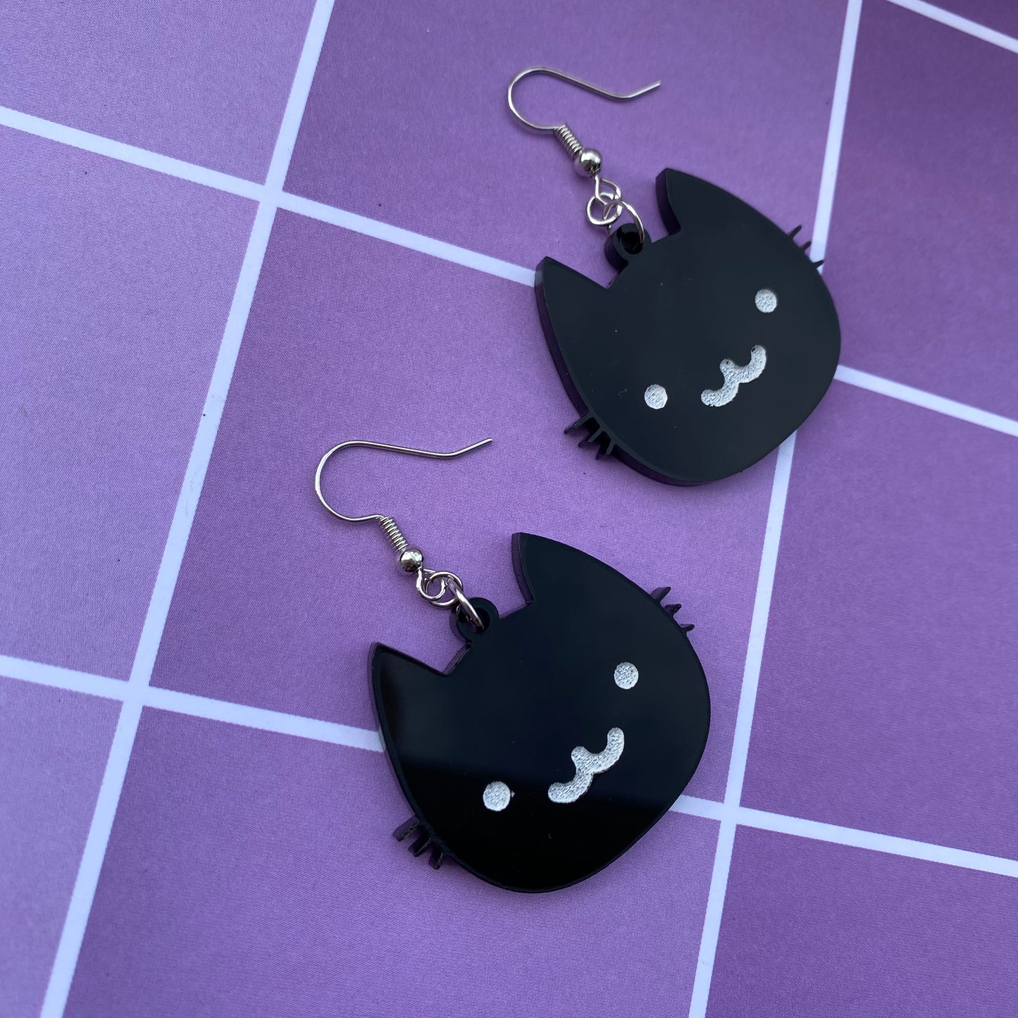 Black Cat :3 Acrylic Earrings
