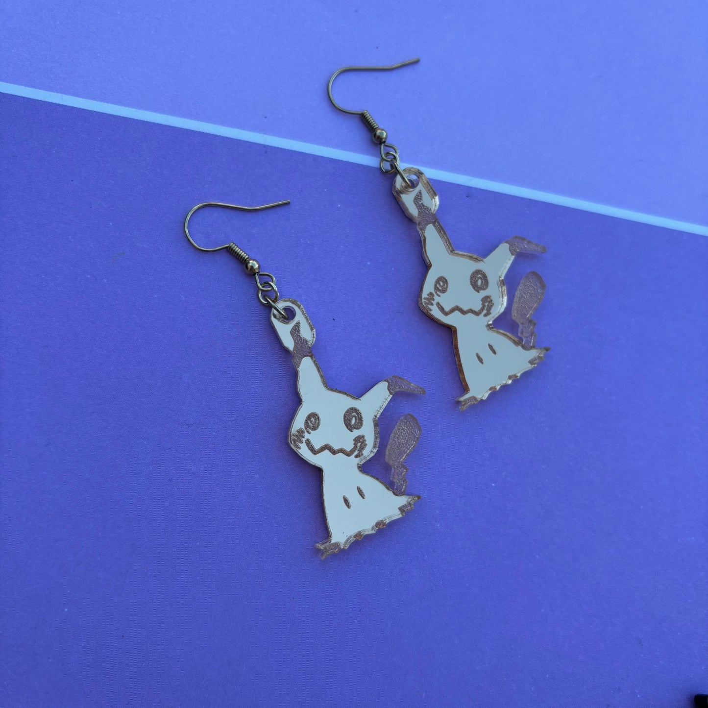 Mimikyu Golden Mirror Acrylic Earrings