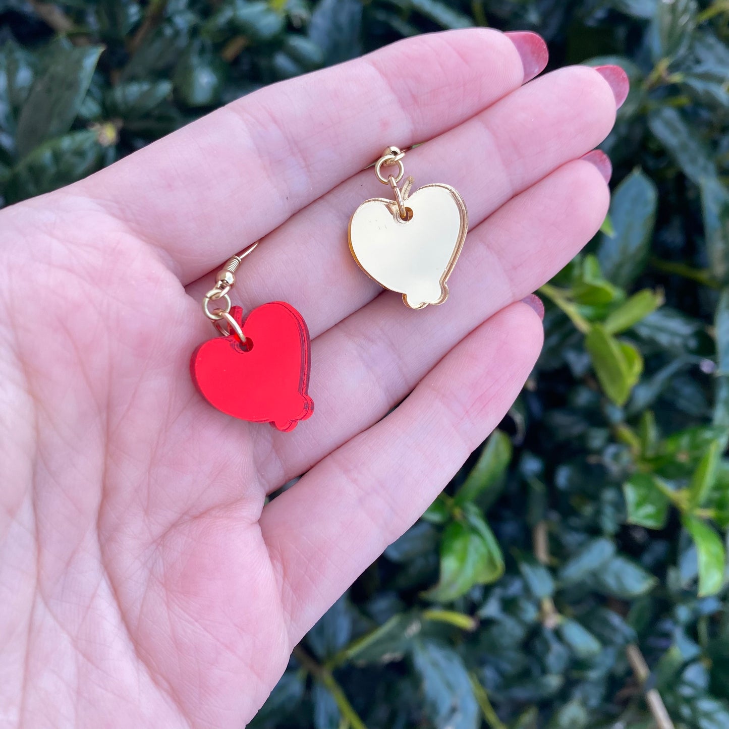 Hazbin Gold and Red Apples Acrylic Earrings