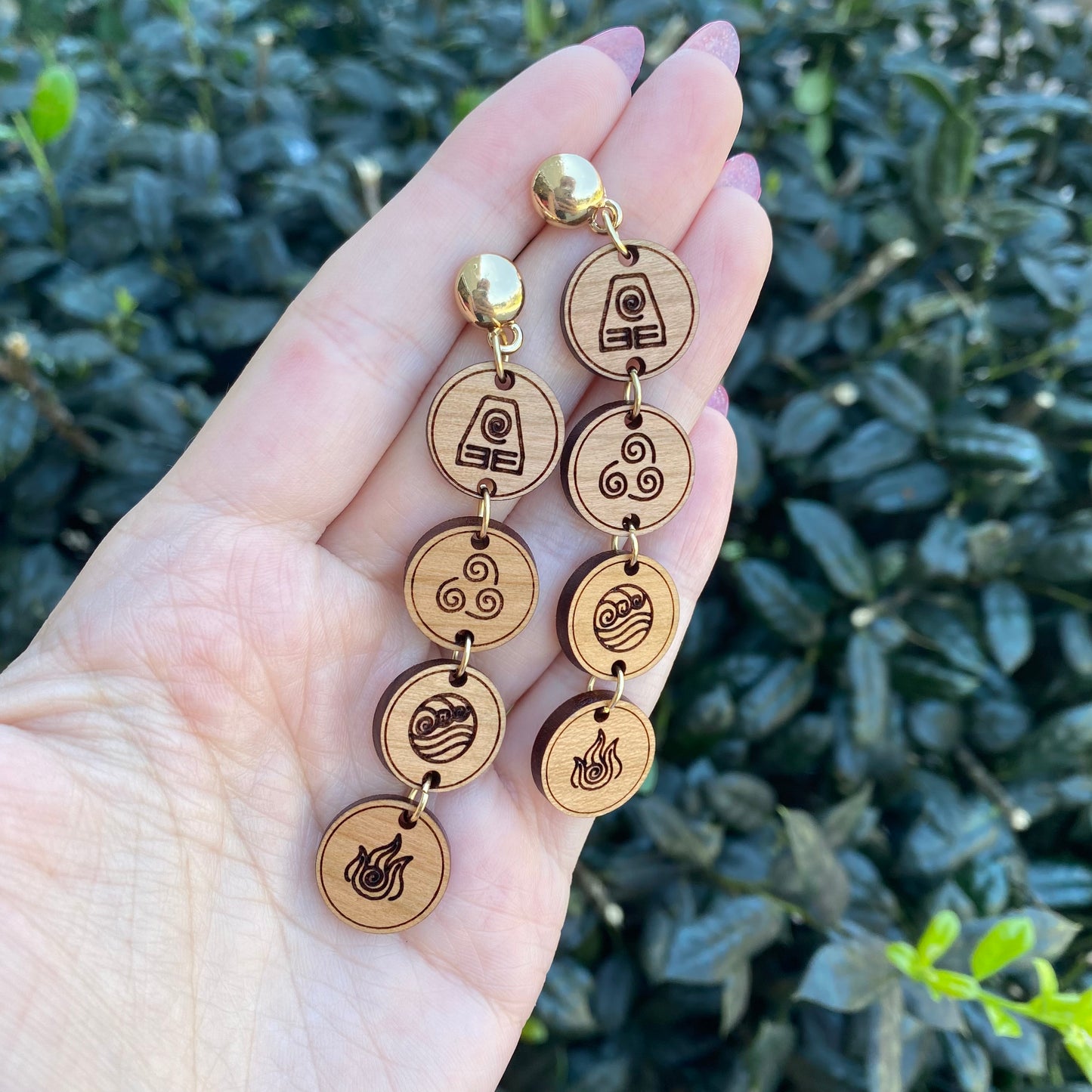 Elemental Chain Gold Stud Earrings