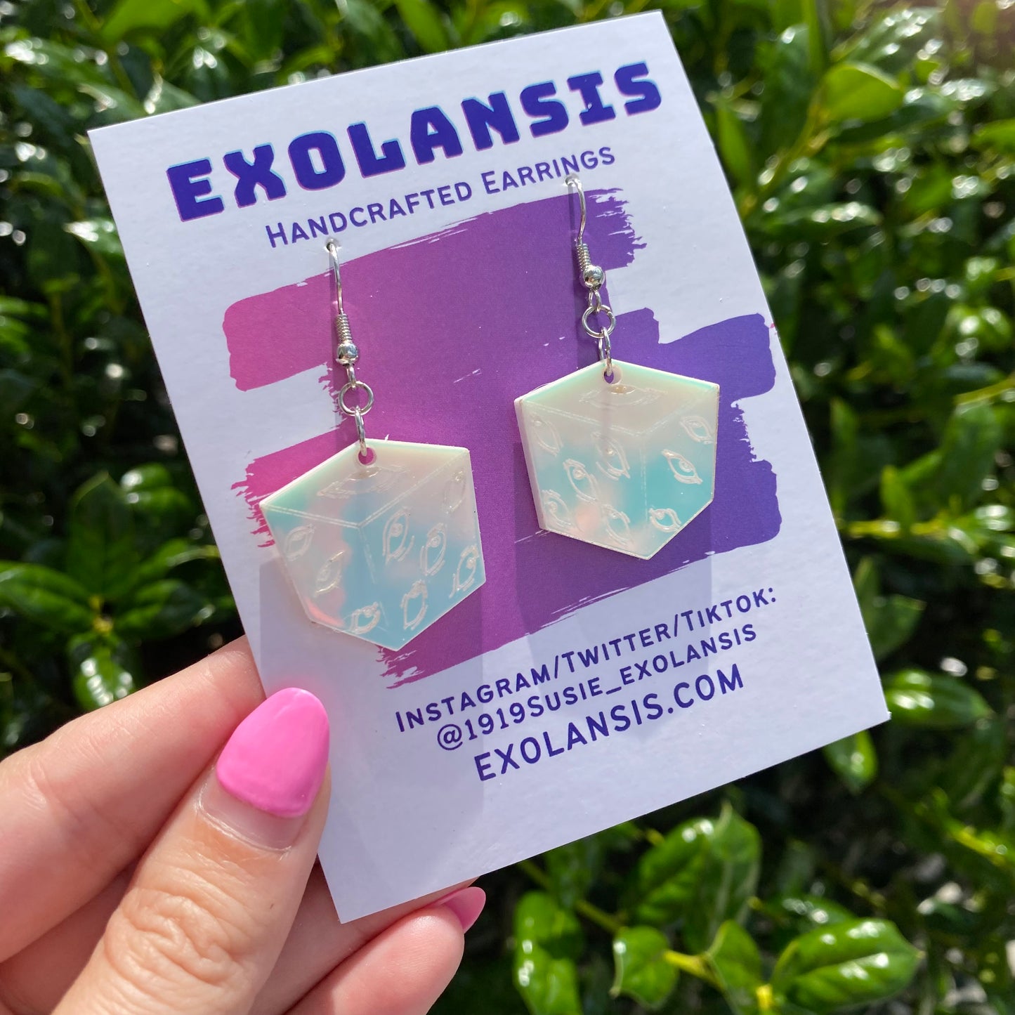 Prison Cube Blue Iridescent Acrylic Earrings