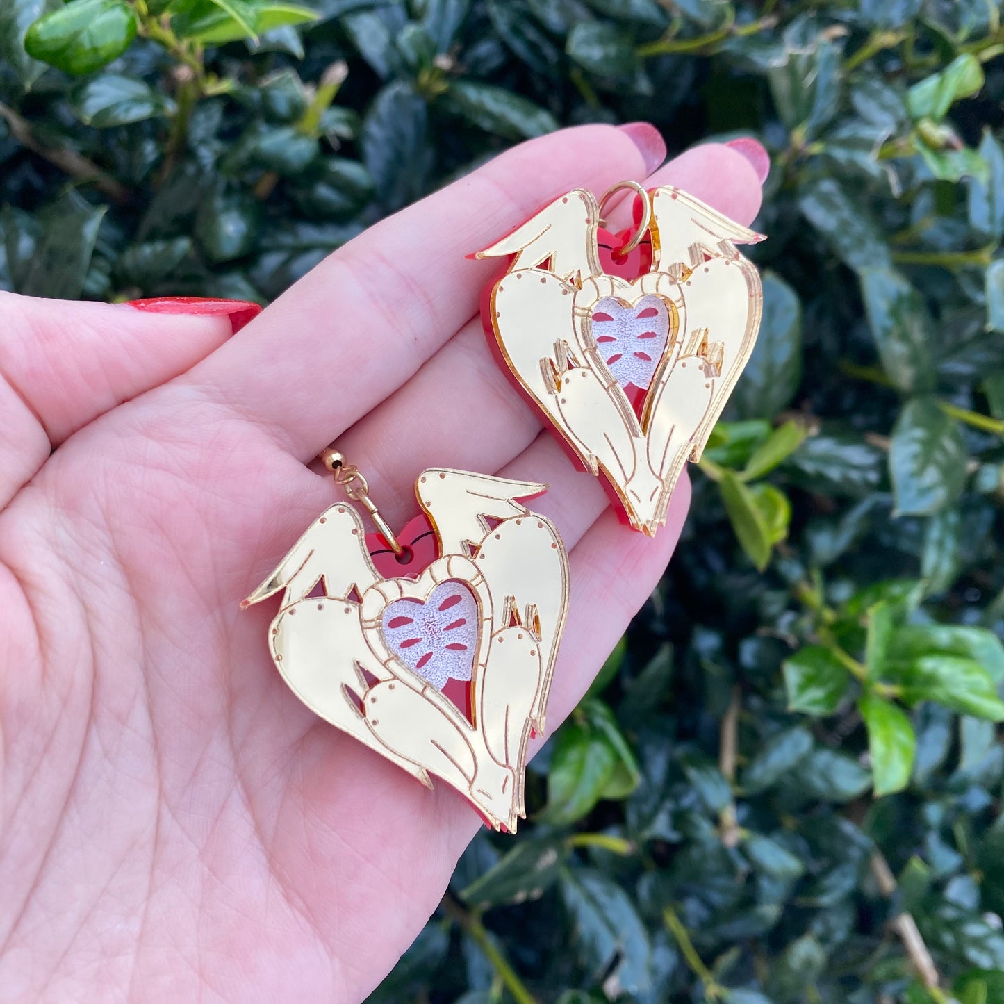 Hazbin Winged Shield Acrylic Earrings