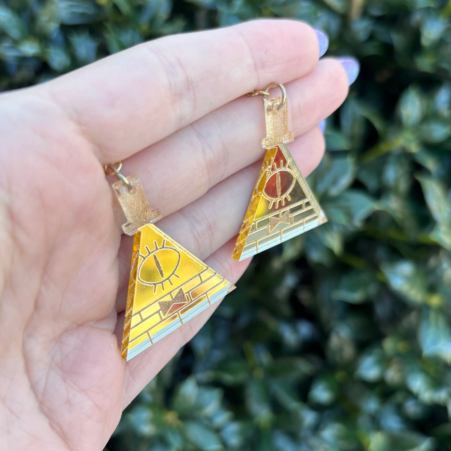Bill Cipher Gold Acrylic Earrings