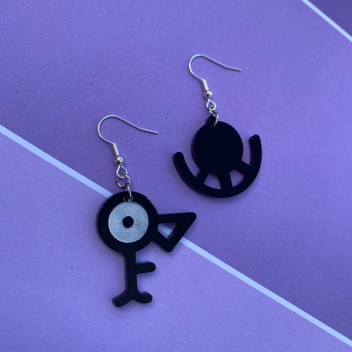 Unown FU Shaped Acrylic Earrings