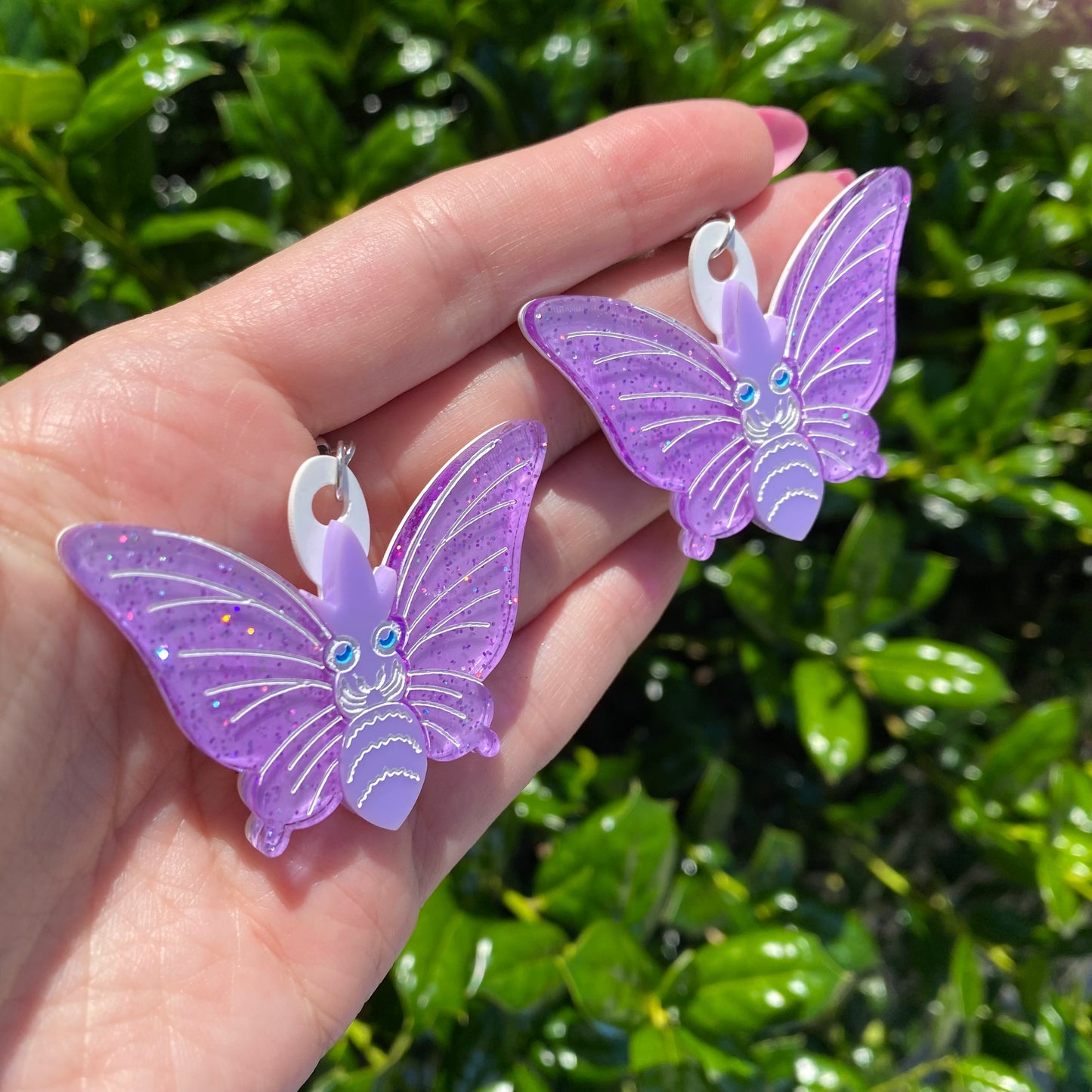 Venomoth Glitter Wings Acrylic Earrings