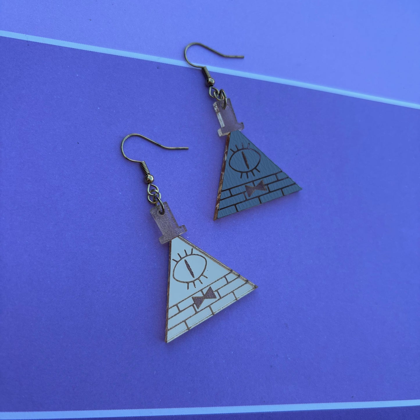 Bill Cipher Gold Acrylic Earrings