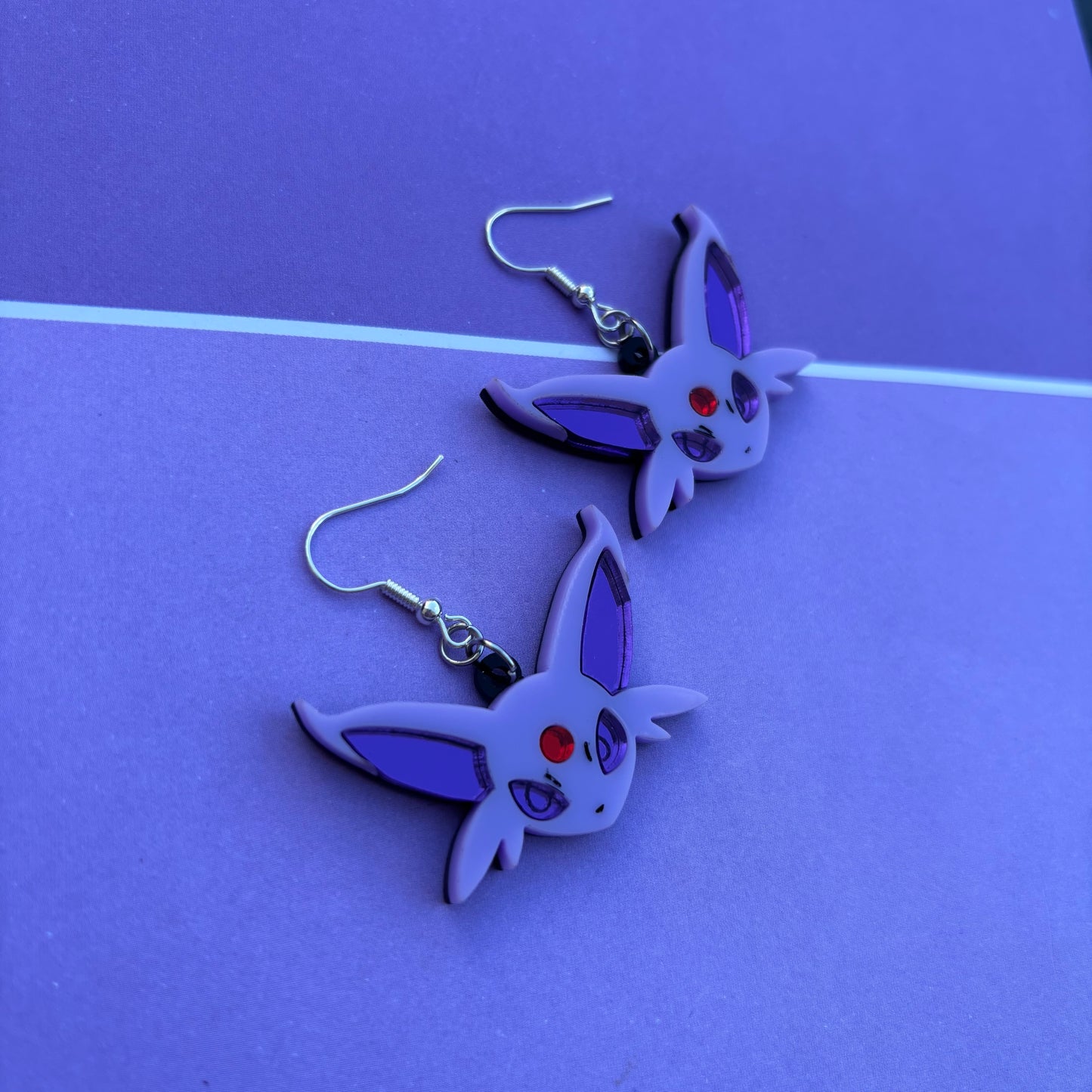 Espeon Head Acrylic Earrings