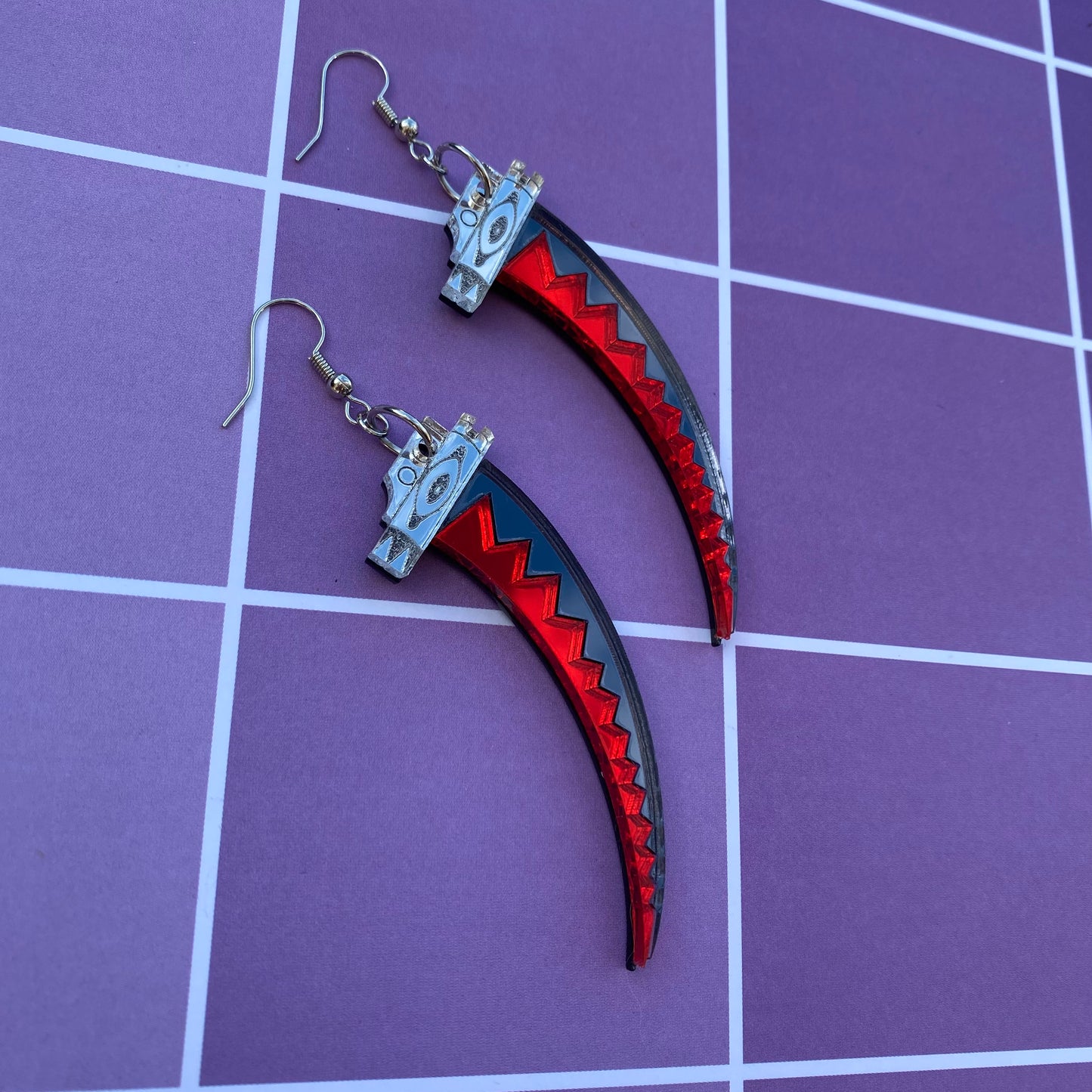 Death Scythe Mirrored Acrylic Earrings