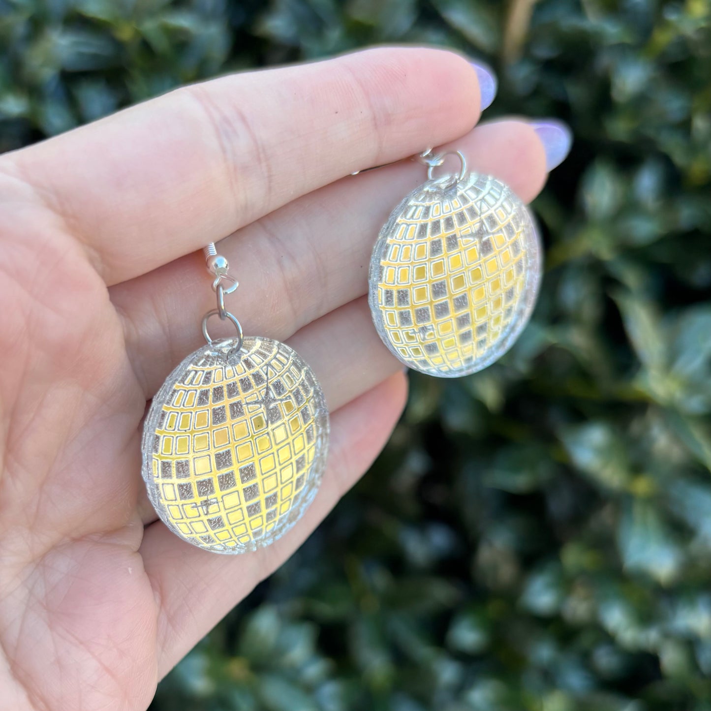 Disco Ball Mirror Acrylic Earrings
