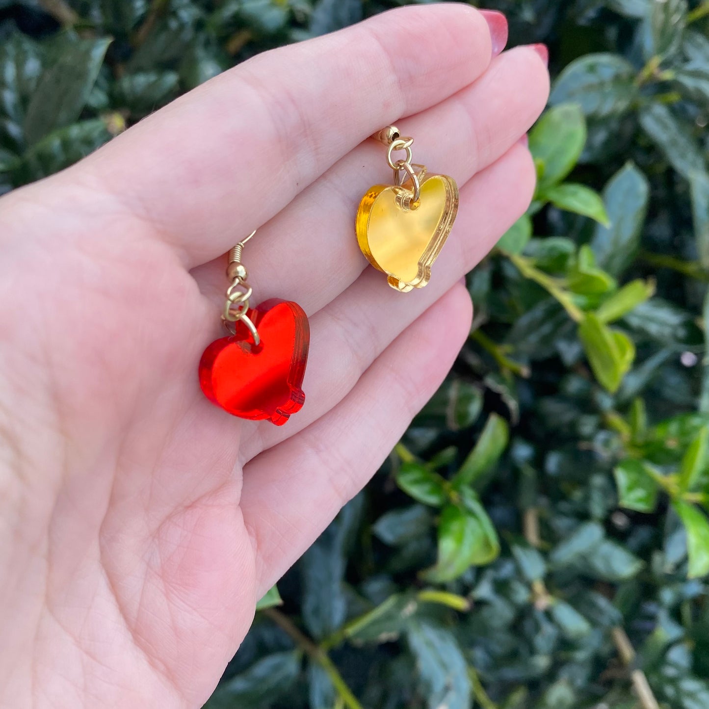 Hazbin Gold and Red Apples Acrylic Earrings