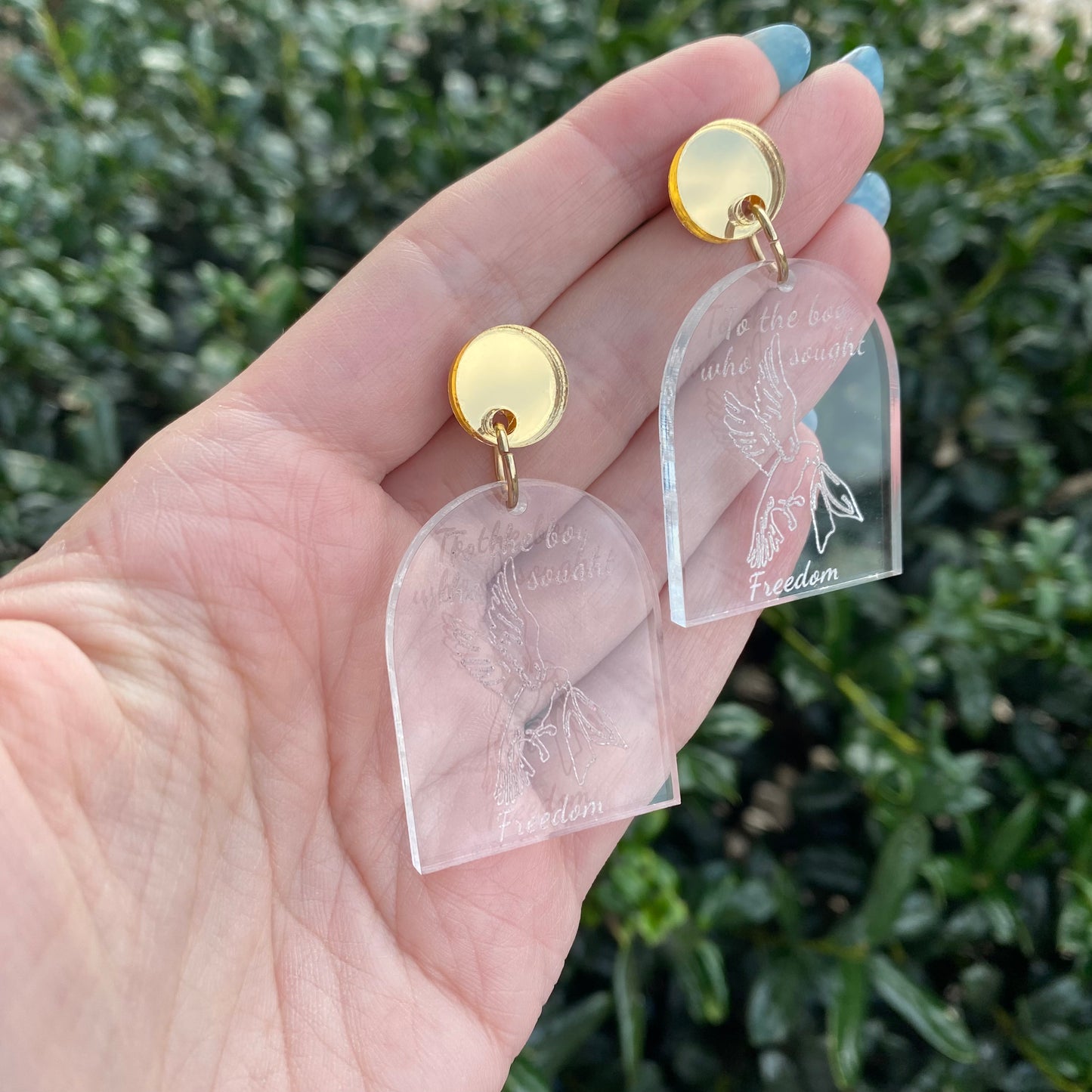 For The Boy Who Sought Freedom Clear Acrylic Earrings