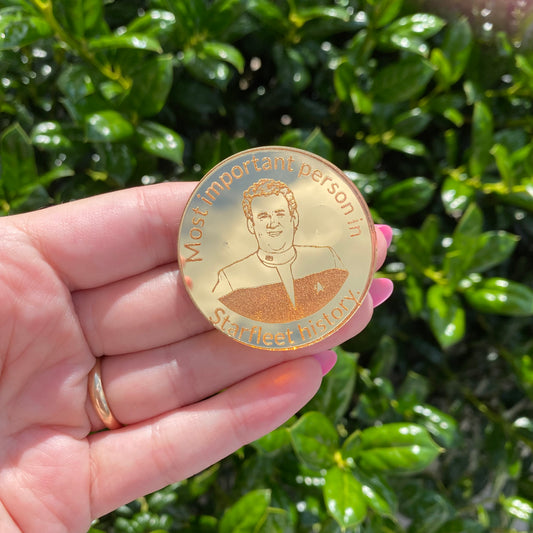 The Most Important Person in Starfleet History- Miles O’Brien Gold Acrylic Pin