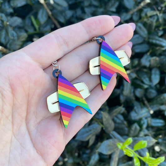 DS9/VOY Rainbow Commbadge Earrings