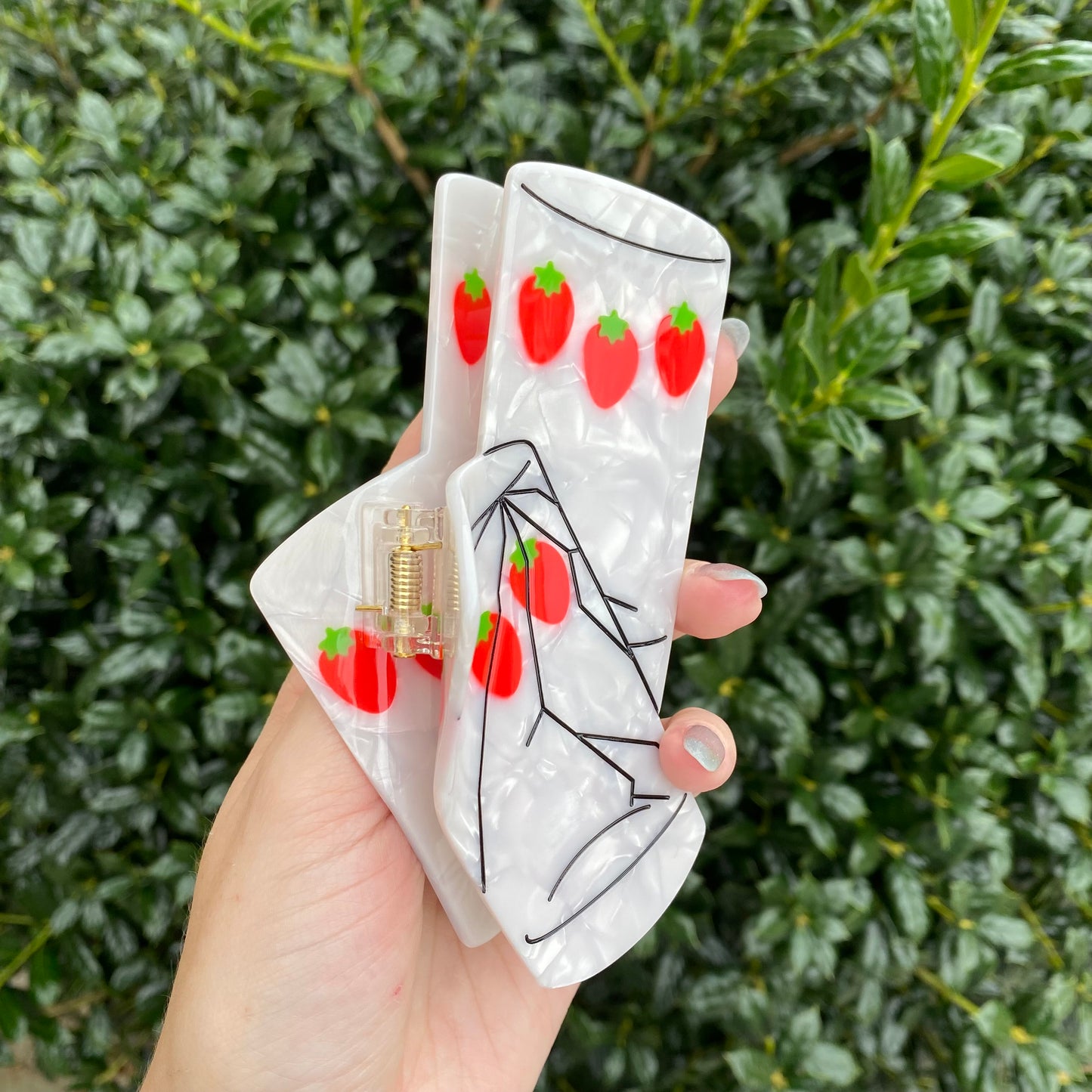 Cracked Matching Strawberry Cups Nana Inspired Claw Clip