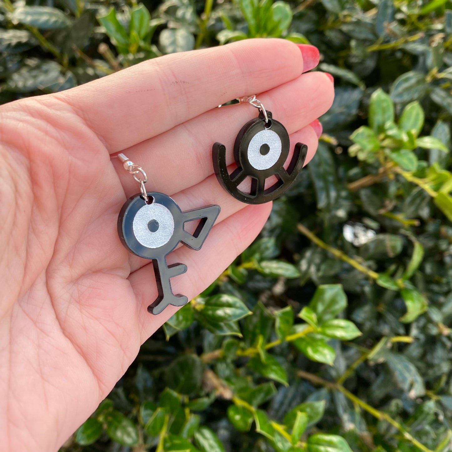 Unown FU Shaped Acrylic Earrings