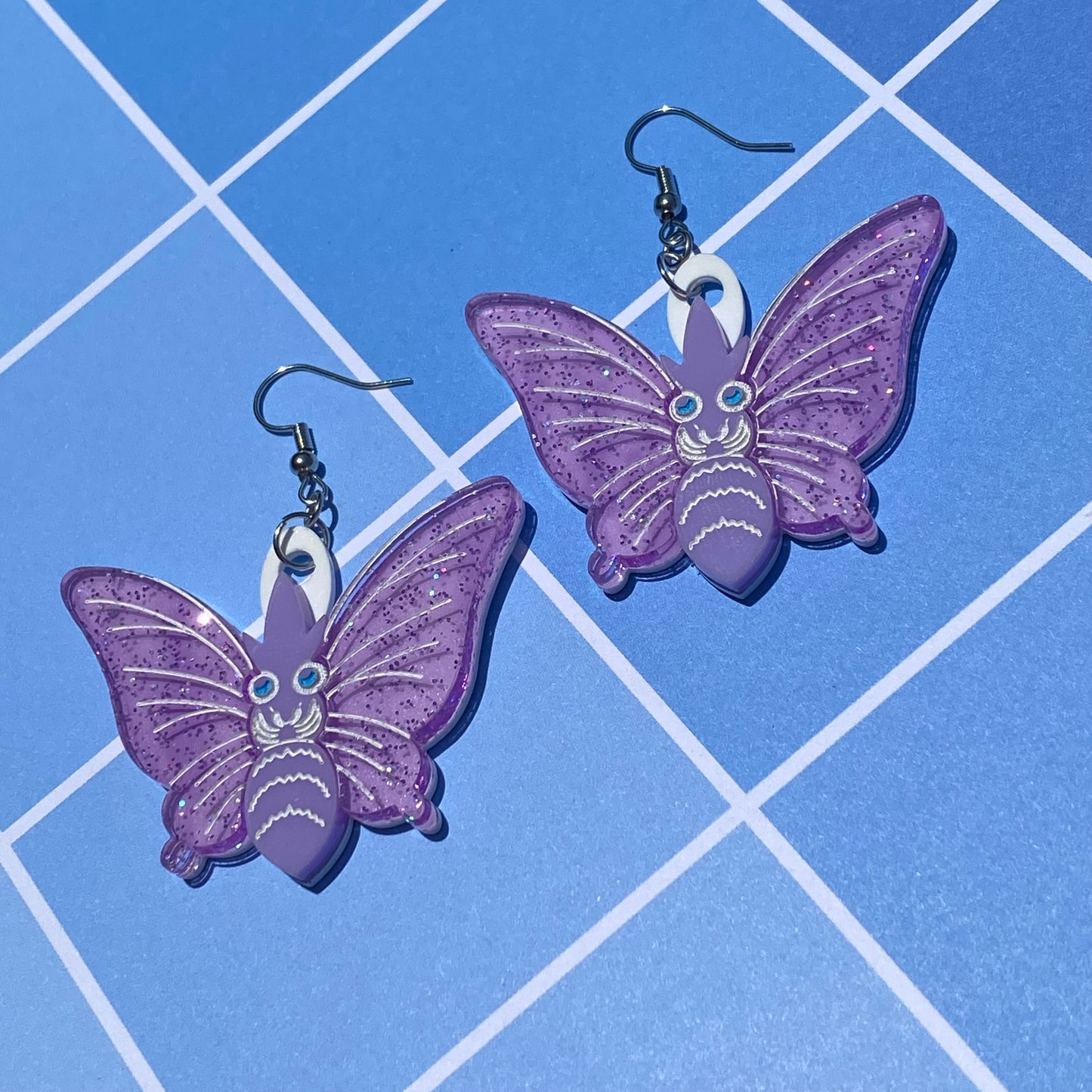 Venomoth Glitter Wings Acrylic Earrings