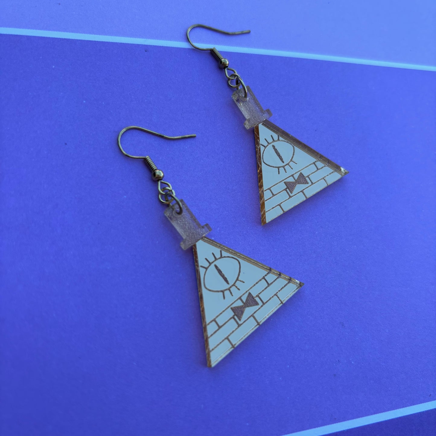 Bill Cipher Gold Acrylic Earrings