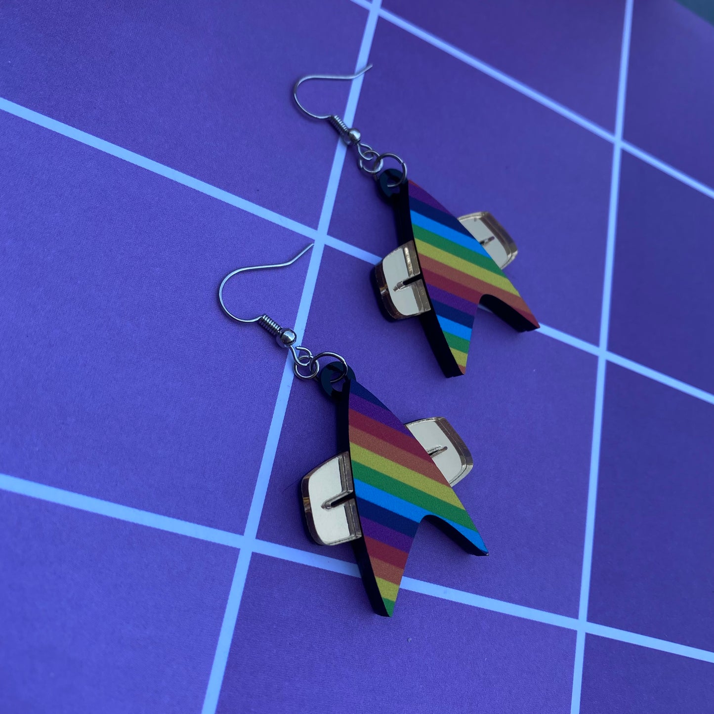 DS9/VOY Rainbow Commbadge Earrings