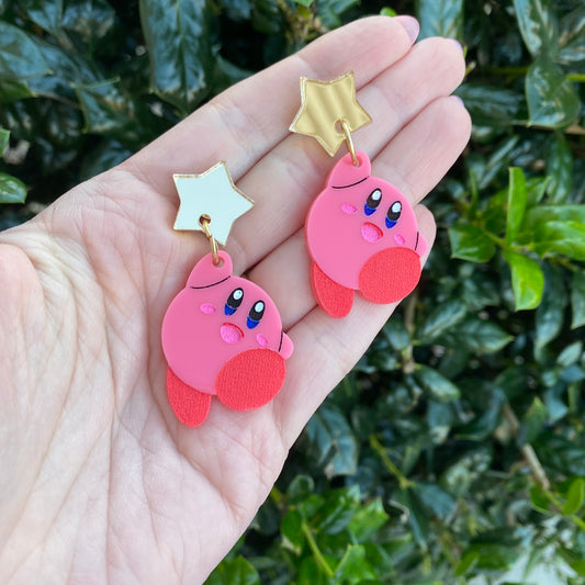 Kirby with Star Acrylic Earrings