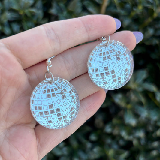 Disco Ball Mirror Acrylic Earrings