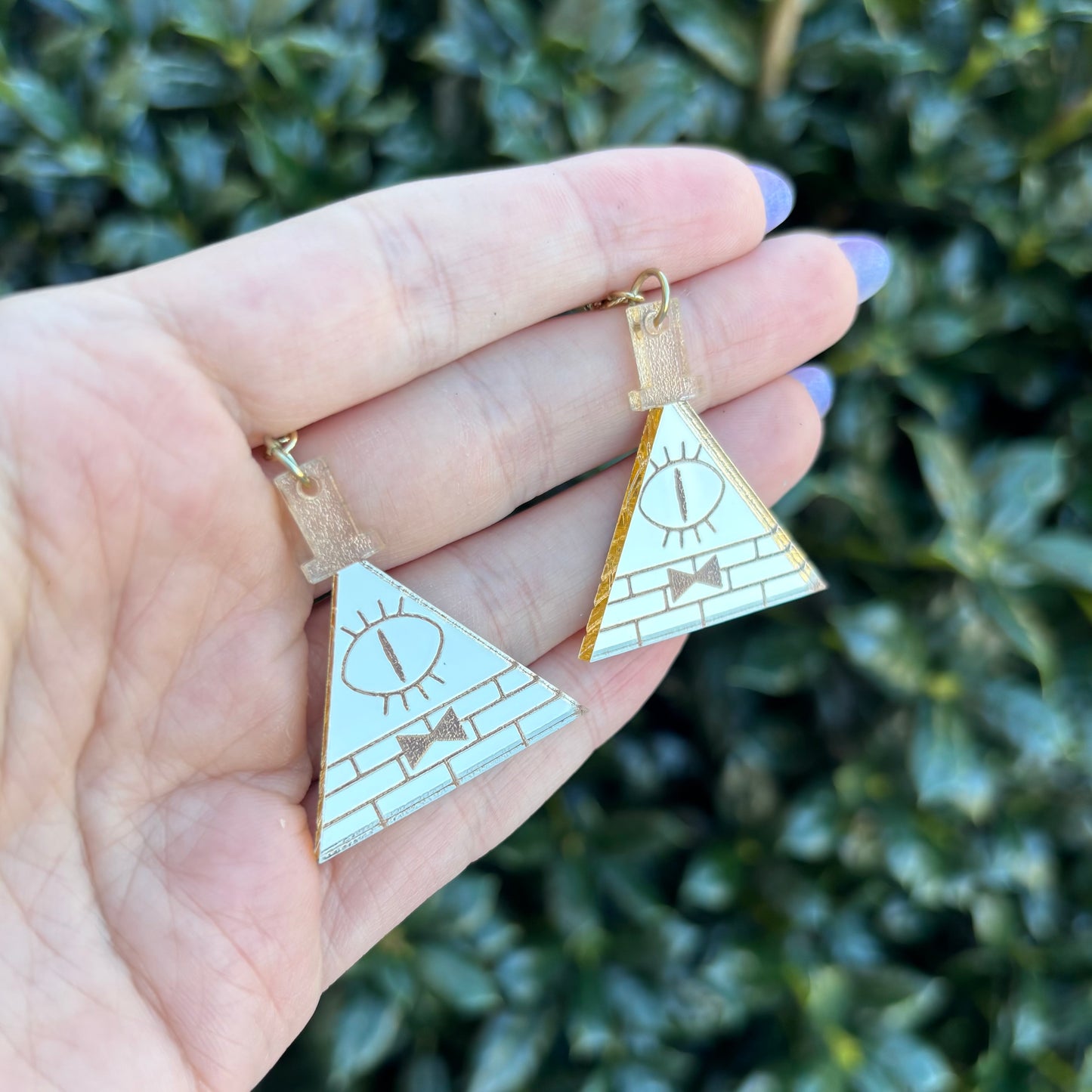 Bill Cipher Gold Acrylic Earrings