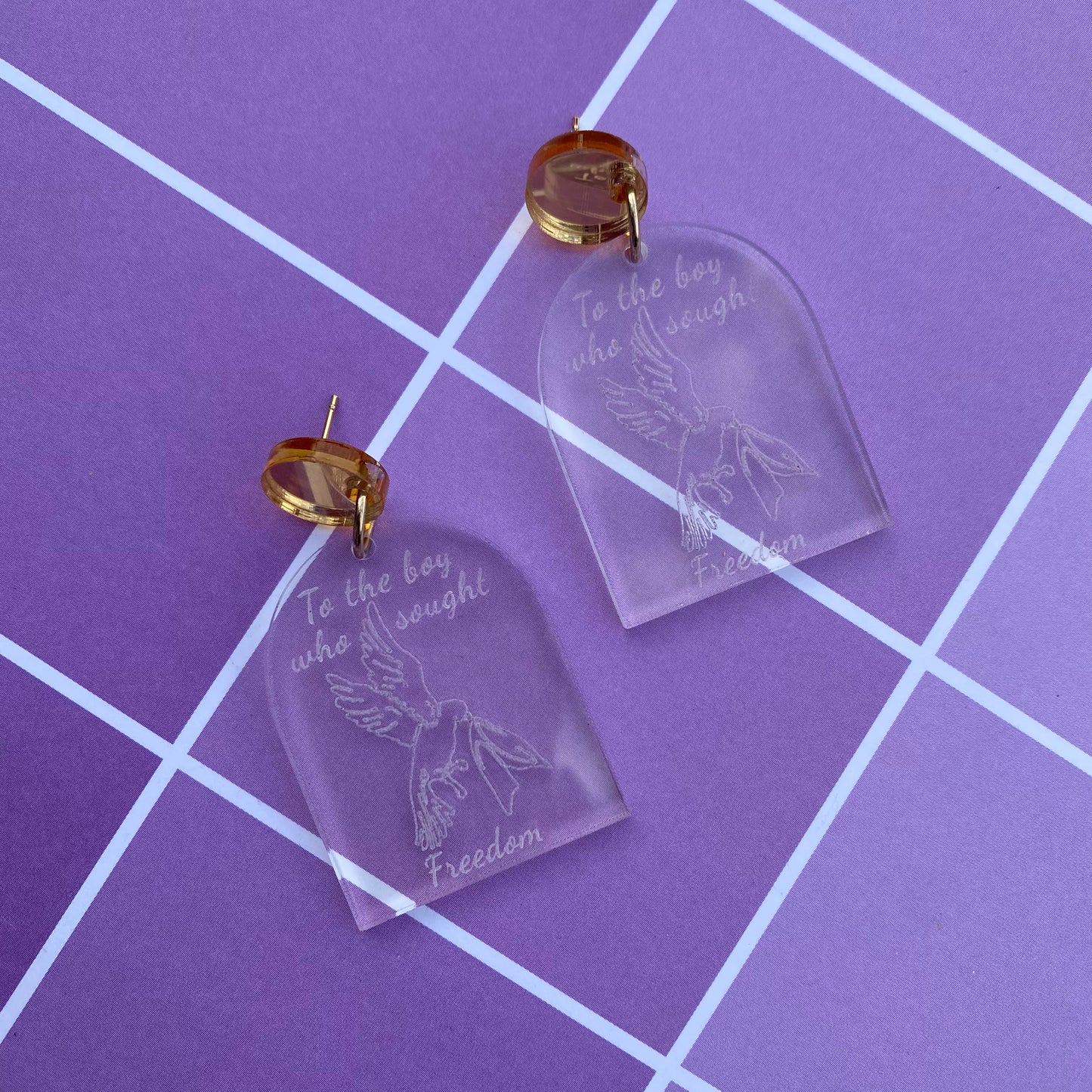 For The Boy Who Sought Freedom Clear Acrylic Earrings