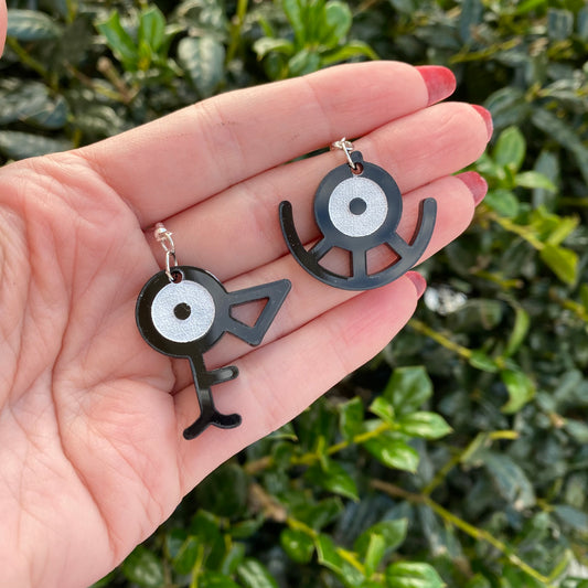 Unown FU Shaped Acrylic Earrings