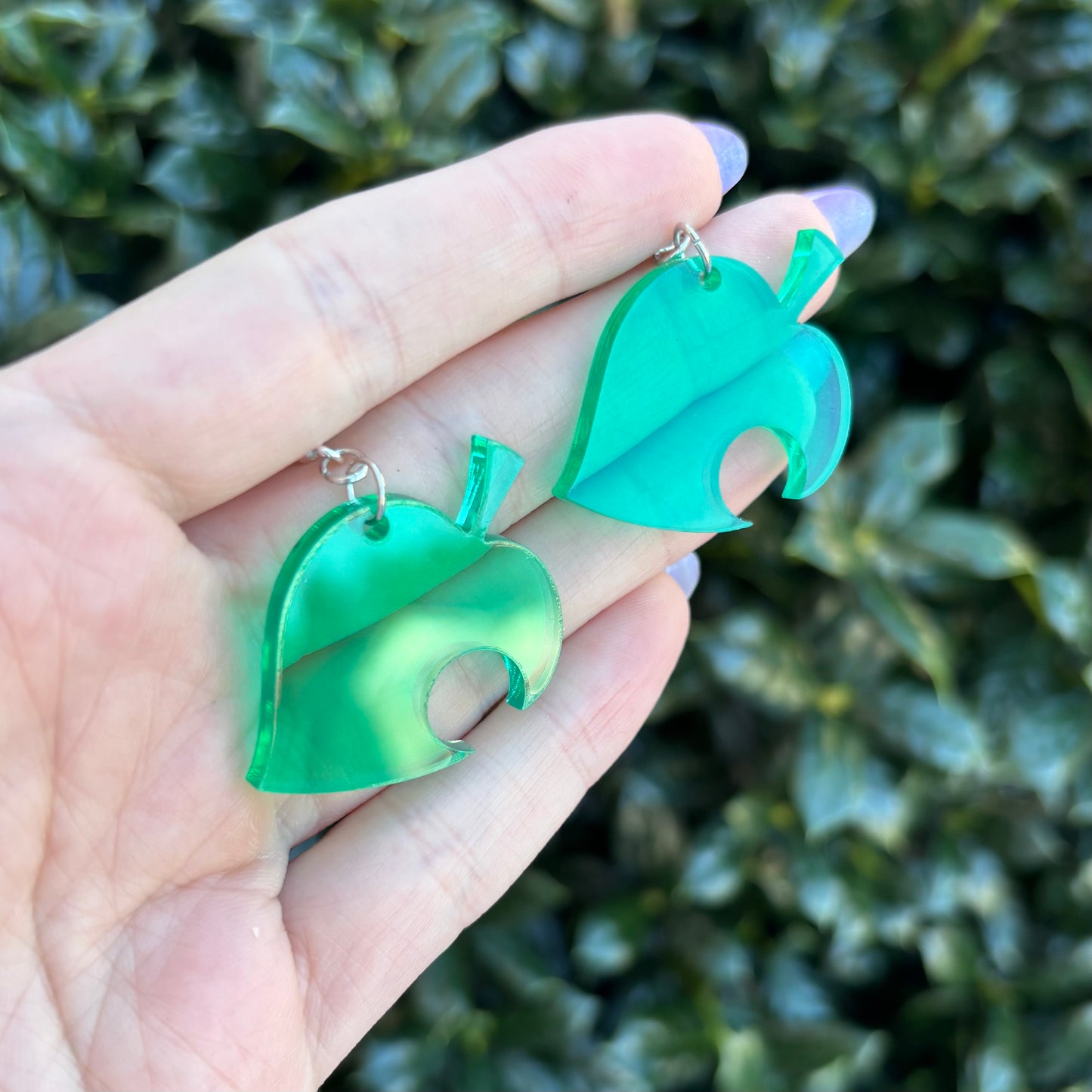 Animal Crossing Green Leaf Acrylic Earrings