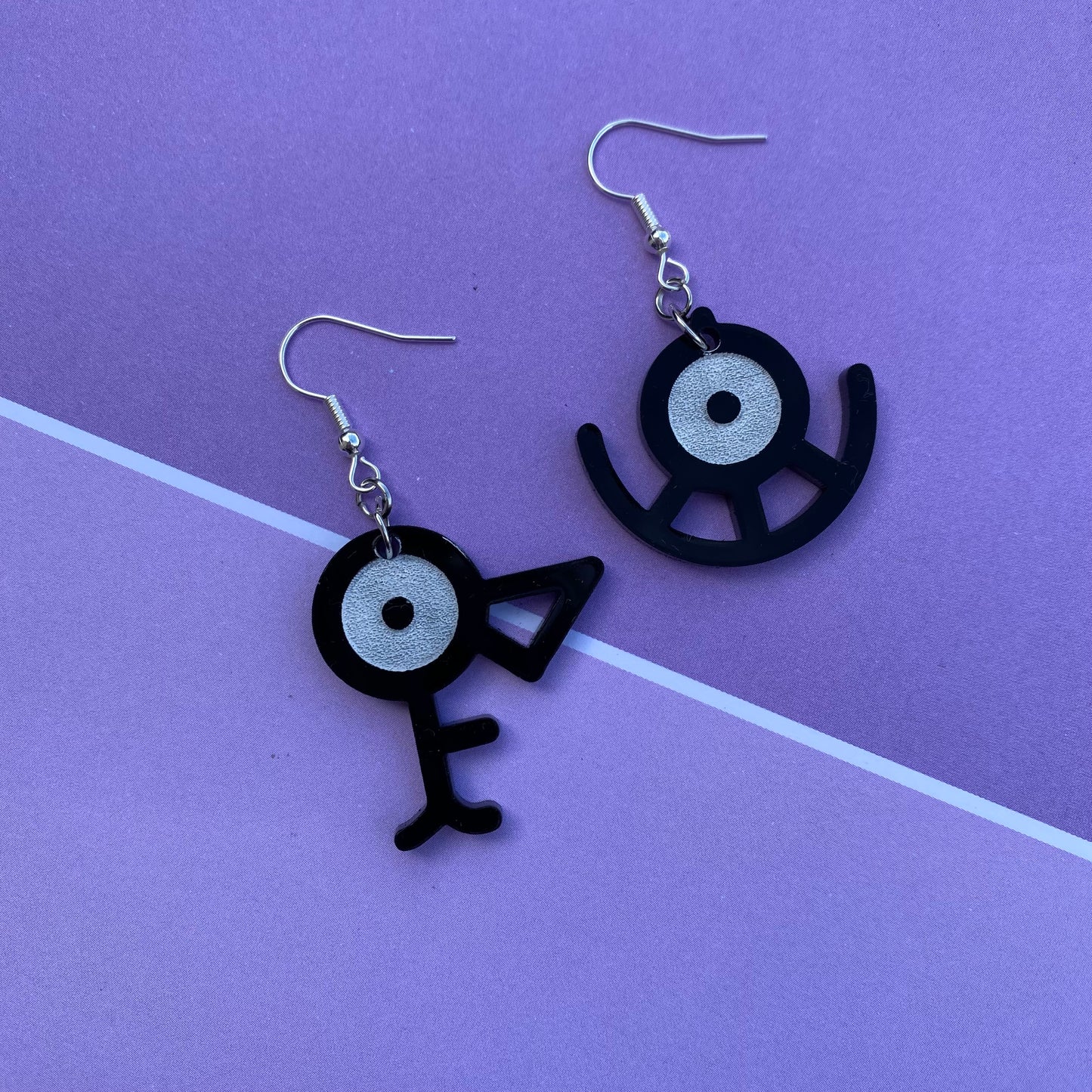 Unown FU Shaped Acrylic Earrings