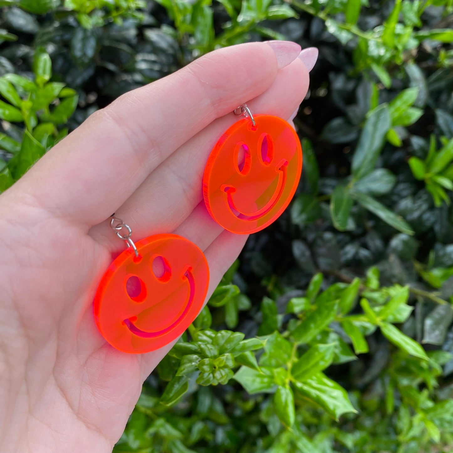 Neon Smiley Face Acrylic Earrings