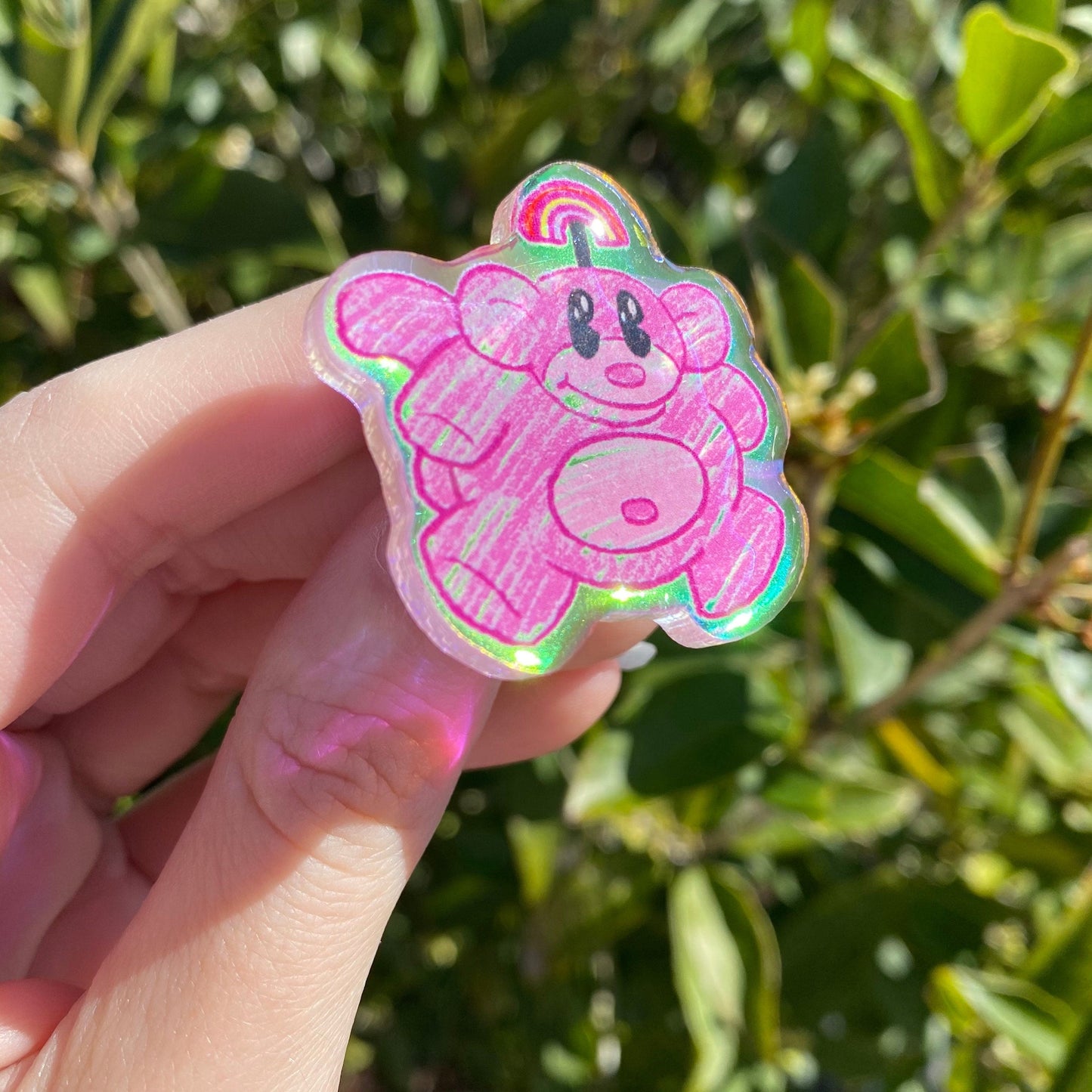 Rainbow Monkey Iridescent Acrylic Pin