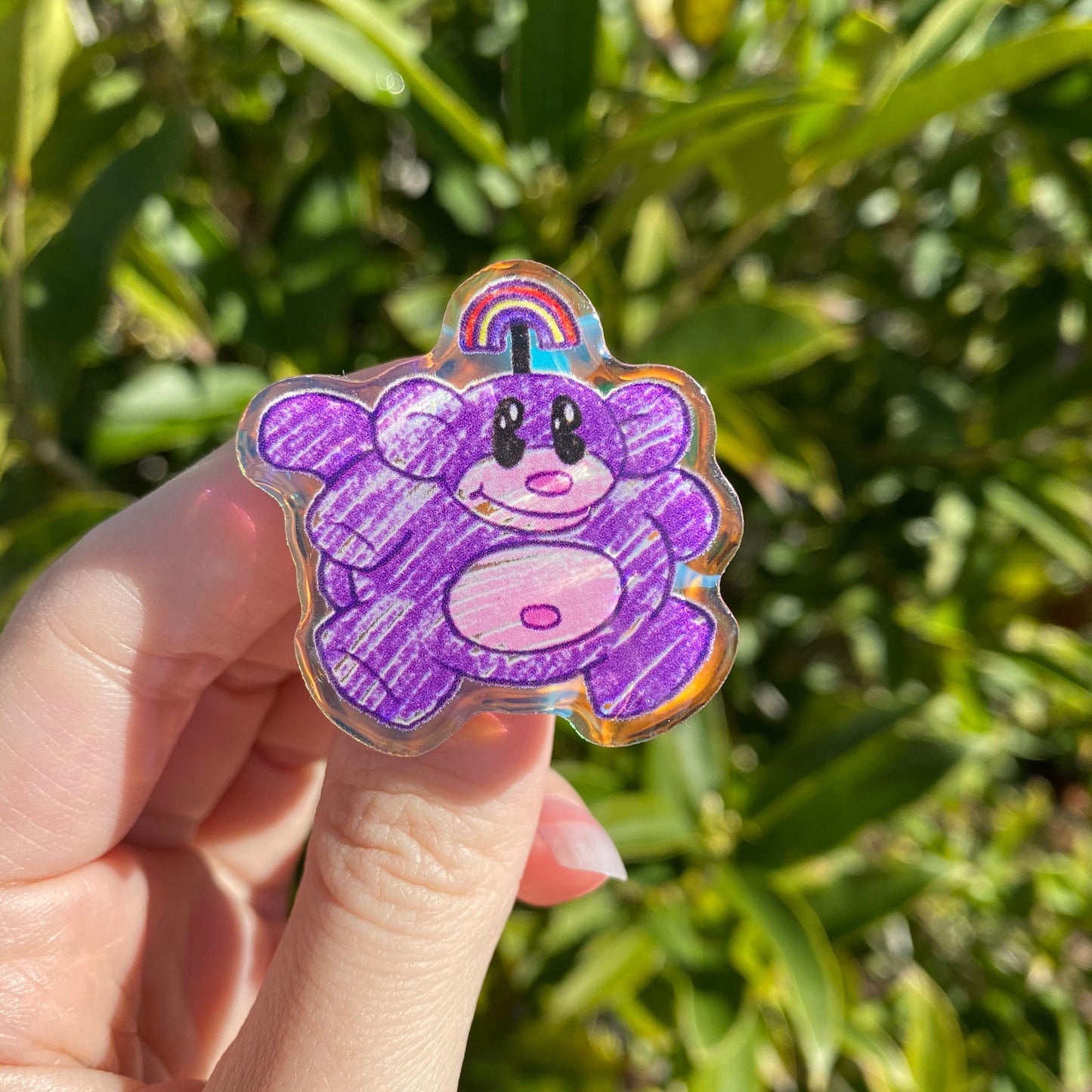 Rainbow Monkey Iridescent Acrylic Pin