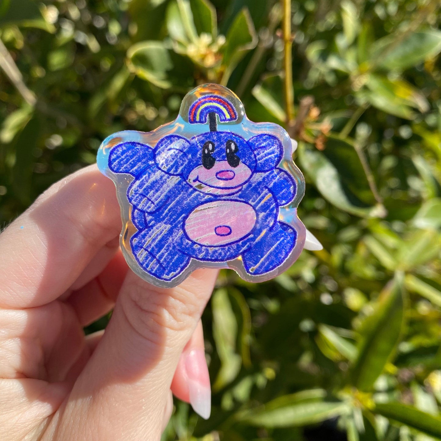 Rainbow Monkey Iridescent Acrylic Pin