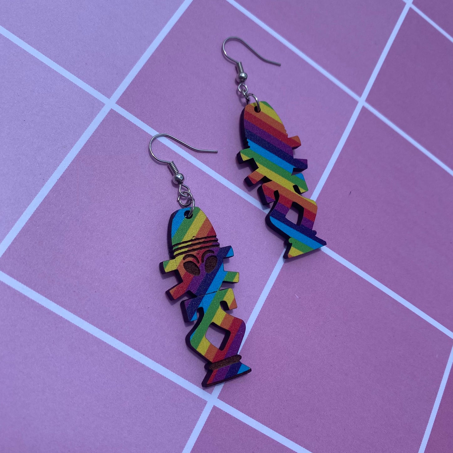 Rainbow Horga’hn Wood Earrings