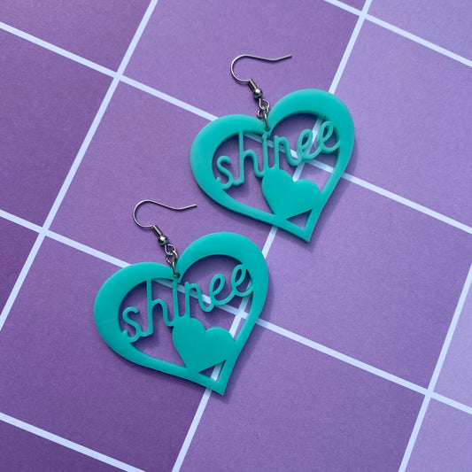 SHINee Teal Heart Acrylic Earrings