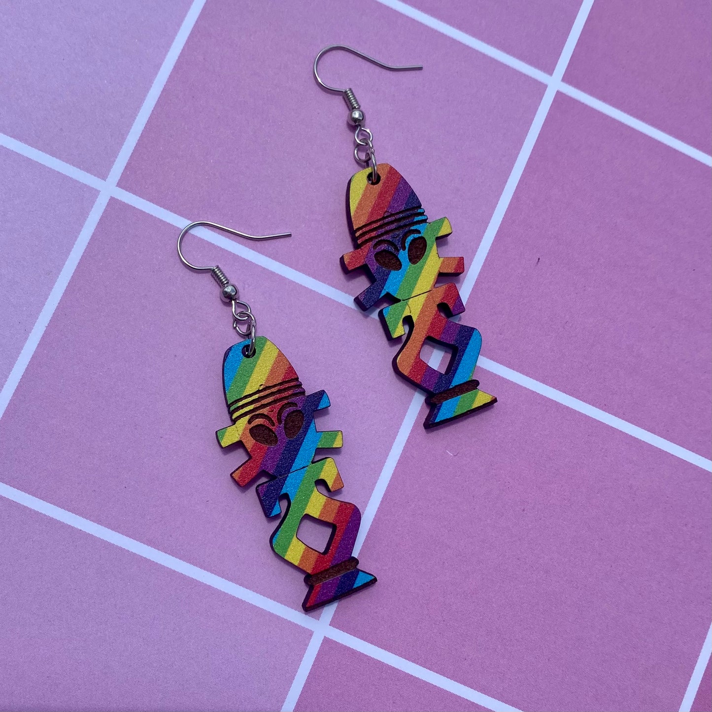Rainbow Horga’hn Wood Earrings