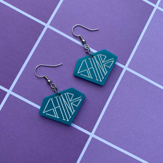 SHINee Teal Diamond Acrylic Earrings