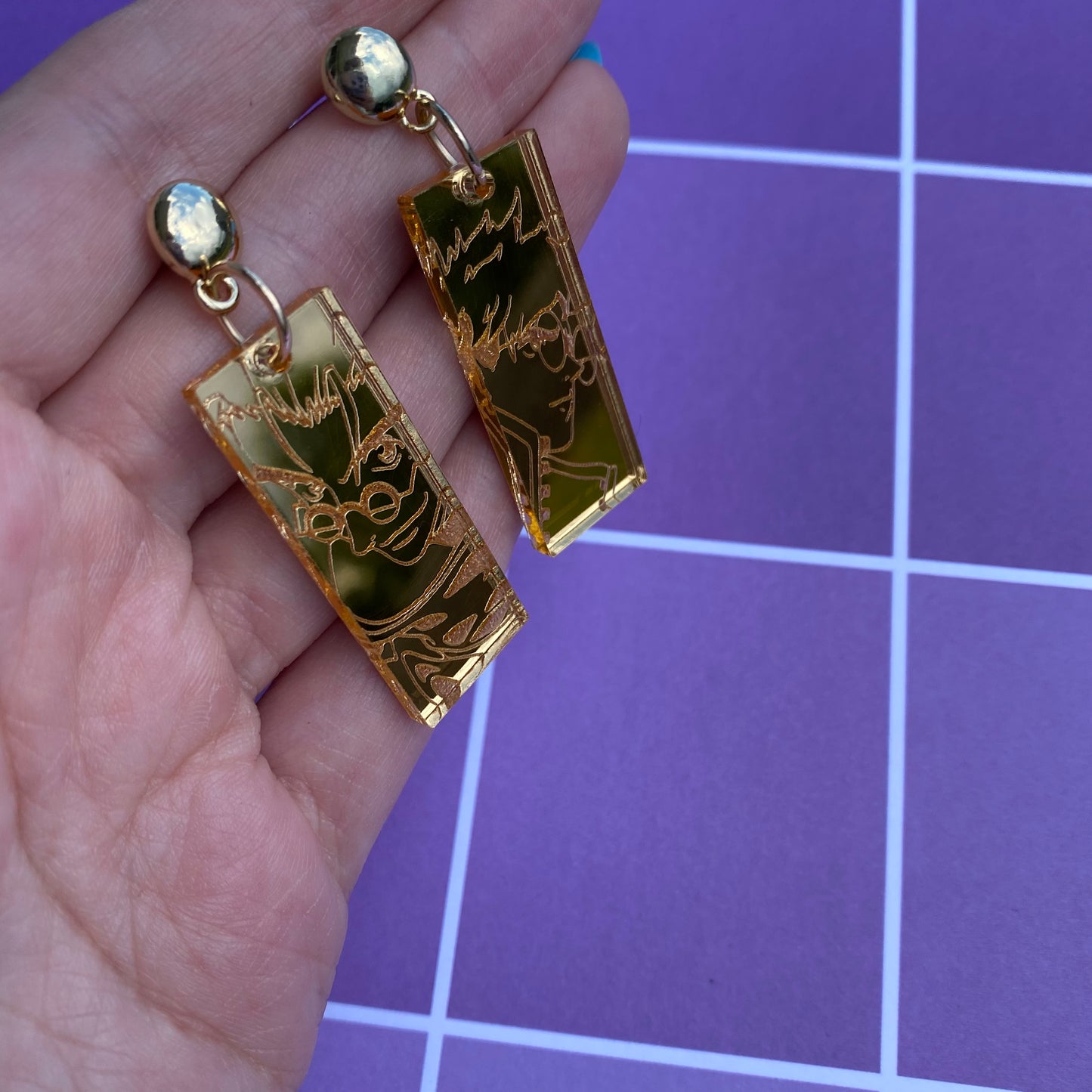 Vash the Stampedes Golden Mirror Acrylic Earrings
