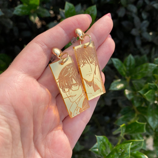 Trigun Original and TriStamp Wolfwood Gold Mirror Earrings