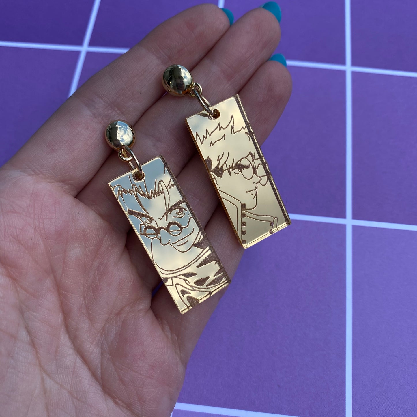 Vash the Stampedes Golden Mirror Acrylic Earrings